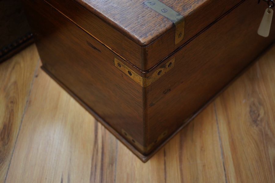 A Studded trunk and a brass bound box. Condition - poor